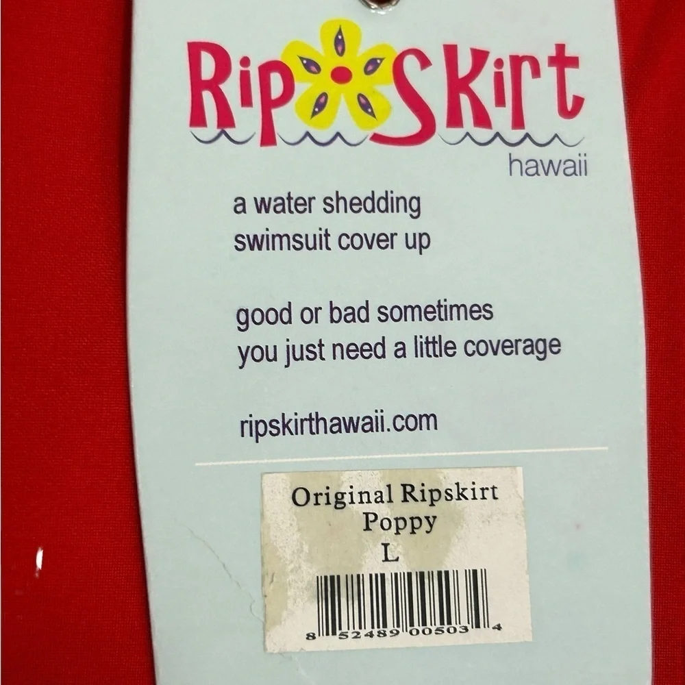 RipSkirt Hawaii Wrap Skirt Womens Large Poppy Red 17” Beachwear Mini Skirt NWT